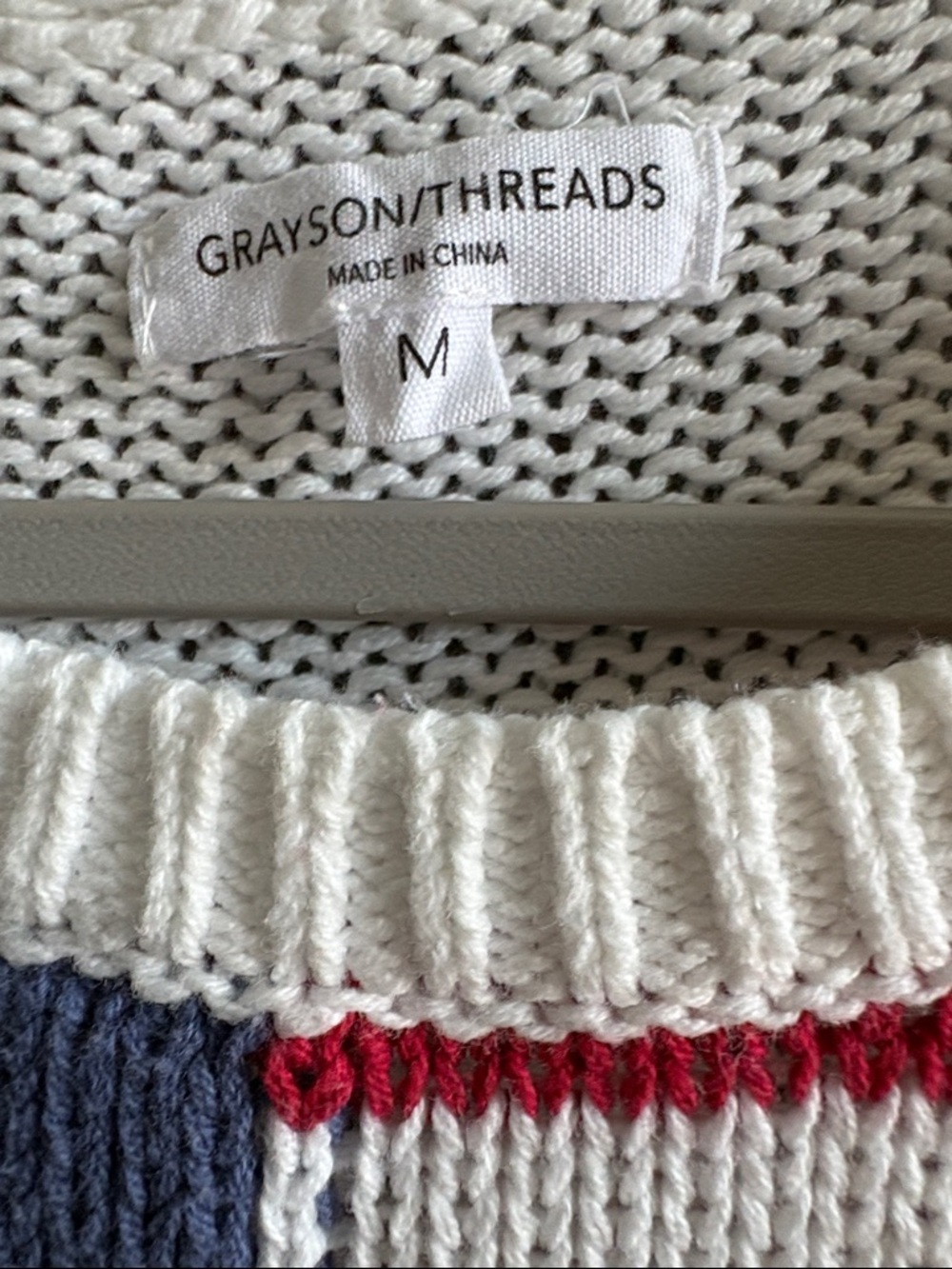 Grayson Threads Red White Blue American Flag Preppy Holiday Knit Sweater SZ M - Picture 3 of 6